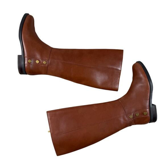 Franco Sarto Cranford Riding Boots Women Sz 8.5 M Brown Leather Knee H Side Zip - Picture 1 of 16